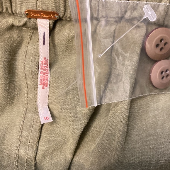 Free People High Waisted Gaucho Pants, Size 10 Color Army Green - Picture 10 of 12
